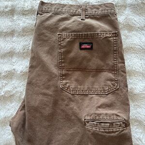 Dickies Pants Mens 42x30 Brown Canvas Relaxed Fit Genuine Workwear Utility